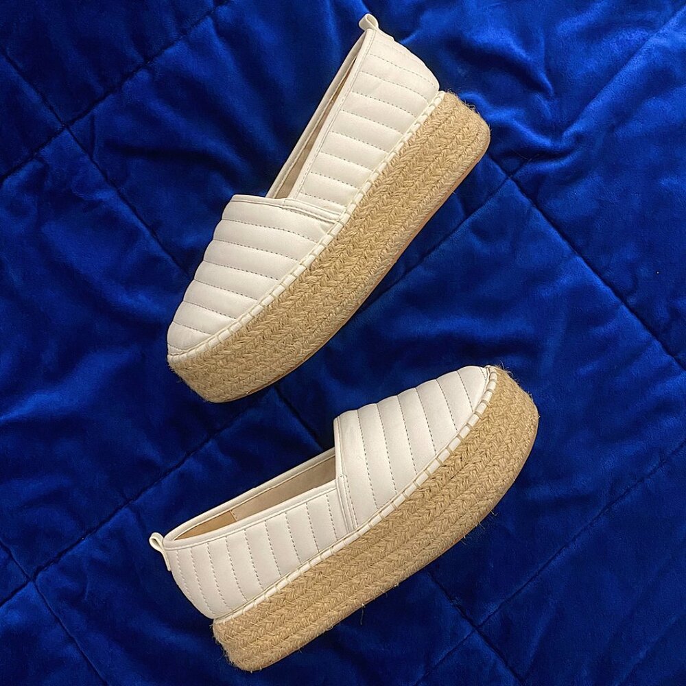 ASOS White Jack Quilted Platform Espadrilles